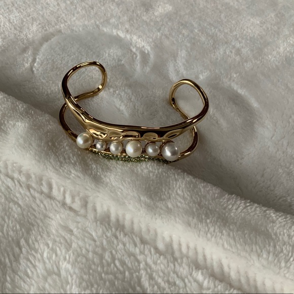 Carolee Pave Stone & Pearl Open Cuff Bracelet - Picture 12 of 13